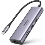 USB Hub Ugreen 90568 HUB 7in1 USB-C To 4K@60Hz HDMI + 2*USB-A 3.0 + RJ45 Gigabit + SD/TF Card Slot + PD 100W | CM512, Grey