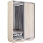 Dulap Mobildor-Lux Fox uși glisante din oglindă și PAL (130x60x230H cm) Sonoma