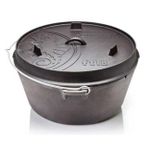 Ceaun grătar Petromax Dutch Oven 16L cu capac si fund plat, fonta