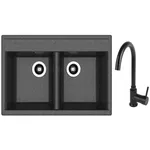 Chiuvetă bucătărie cu bateria Dr.Gans Astra 780 + SanDonna F 7073 negru