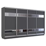 Dulap Mobildor-Lux Fox uși glisante din PAL cu elemente din oglindă (400x60x200H cm) Anthracite