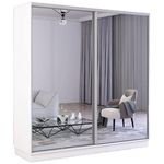 Dulap Mobildor-Lux Fox uși glisante din oglinzi (190x60x230H cm) Alb