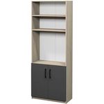 Dulap de birou Tisam Dulap semi-închis cu rafturi, 800x370x2110 mm, Fag Artisan/Gri Grafit (7802)