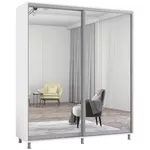 Dulap Mobildor-Lux Aron cu uși glisante din oglinzi (190x60x200H cm) Alb Brilliant