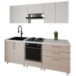 Mobilă pentru bucatarie Smartex (30141) K4 220сm Alb+Stejar Deschis