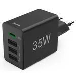 Încărcător cu fir Hama 201990 Fast Charger, 1x USB-C PD, 3x USB-A, Mini-Charger, 35 W, black