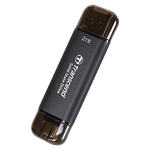 2.0TB  Transcend Portable SSD ESD310C Black, USB-A/C 3.2 (71.3x20x7.8 mm, 11g, R/W:1050/950 MB/s)