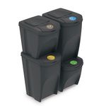 Набор из 2+2 шт. урн для раздельного сбора мусора SORTIBOX, ЧЕРНЫЙ, 2*25 литров + 2*35 литров, ПРПЛСТ