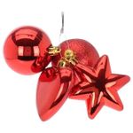 Новогодний декор Promstore 36962 Набор украшений елочных звезда, сердце, шар 4x6сm, красн