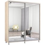 Dulap Mobildor-Lux Aron cu uși glisante din oglinzi (210x60x240H cm) Sonoma