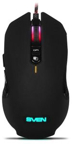 Gaming Mouse SVEN RX-G955, Optical 600-4000 dpi, 8 buttons, Soft Touch, Backlight, Macro, Black, USB