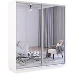 Dulap Mobildor-Lux Fox uși glisante din oglinzi (180x60x210H cm) Alb