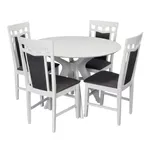 Комплект стол и стулья Evelin di Costacurta стол Raffles Round White + 4 стула Deepa R White/NV-10WP Grey