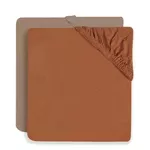 Lenjerie de pat pentru copii Jollein 2511-507-00155 Cearsaf cu elastic Jersey Caramel/Biscuit, 120x60cm, 2buc