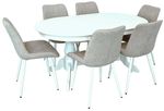 Set masă și scaune Evelin di Costacurta стол HV-33V White + 6 стульев YTC-055Wh, UF885-12 Light grey