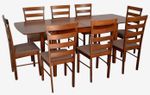 Комплект стол и стулья Evelin di Costacurta стол HV-27V Burnish Oak + 8 стульев GLORIA Burnish Oak/Ekea12 Dark Brown
