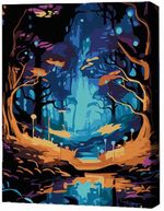 Tablou pe numere BrushMe RMGB016FC 30x40сm (pânză neagră/fără cutie) Magia pădurii nocturne