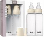 Поильник BIBS 51171216 Set 2 biberoane din plastic anticolici Ivory cu tetina din silicon 3+ luni, 270ml