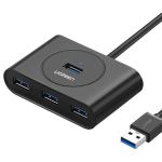 Adaptor de rețea USB Ugreen 20291 HUB 4in1 USB-A 3.0 to 4*USB-A 3.0, up to 5Gbps, 1m, CR113, Black