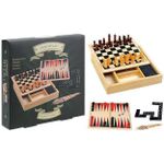 Настольная игра Promstore 49537 Игра 4in1 шахматы, шашки, нарды, домино 17x17x3cm