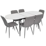 Комплект стол и стулья Evelin di Costacurta стол DT-533R B + 6 стульев YTC-078B Bjorn-13 (Grey)