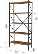 Raft de birou Fabulous Shelves Metal 5 sectiuni (Walnut/Black)