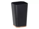 Pahar pentru periute de dinti pătrat Bathroom 11cm, bază din bambus, negru, din plastic