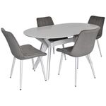 Комплект стол и стулья Evelin di Costacurta стол Raffles Oval White + 4 стула YTC 055WH Blu-13 Light grey