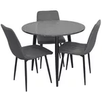 Комплект стол и стулья Evelin di Costacurta cтол DT-404-6B + 3 стула YTC-078B Bluvel-14 (Dark grey)