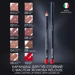 КАРАНДАШ ДЛЯ ГУБ СТОЙКИЙ С МАСЛОМ ЖОЖОБА RELOUIS RELOUIS LONG-LASTING LIP PENCIL WITH JOJOBA OIL ( ИТАЛИЯ)