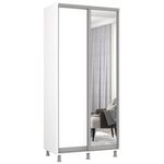 Шкаф Mobildor-Lux Раздвижные двери Aron-P 1,0–1,8 м из зеркала и ДСП (100 x 60 x 200 см) Бриллиантовый белый