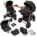 Carucior 3 in 1 BabyGo AIR Halime Black/Gold