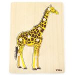 Головоломка Viga 44605 Puzzle din lemn Montessori cu buton Girafa