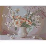 Картина по номерам Strateg 58093 Pictura cu diamante 30x40cm, Flori crem