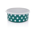 Container alimentare Metalac 57045 Recipient emailat Green Dots 16cm, 1.3L, capac din plastic