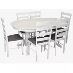 Комплект стол и стулья Evelin di Costacurta стол HV-33V White + 6 стульев Gloria White/NV-10WP Grey
