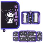 Школьный пенал Promstore 56787 Пенал 21x14x3,5 см Bambino Kuromi, чёрная, текстиль