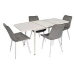 Комплект стол и стулья Evelin di Costacurta стол DT-532R Wh + 4 стула YTC-055Wh Blu-13 (Light grey)