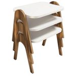 Măsuţă cafea Trendy Paris, Nuc, Alb 48x42x35cm, masa de cuibarit (3 bucati)