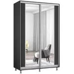 Dulap Mobildor-Lux Aron cu uși glisante cu oglindă vertical (150x60x220H cm) Anthracite