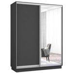 Dulap Mobildor-Lux Fox uși glisante din oglindă și PAL (150x60x220H cm) Anthracite