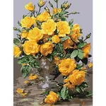 Картина по номерам Richi (06438) Mozaic cu diamante Trandafiri galbeni într-o vază 40x50