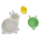 Seturi pentru hrănire bebelușilor Premaman PRF71S-CCC-UNQ Set de vesela din silicon Iepuras Verde, 3 piese