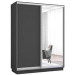Шкаф Mobildor-Lux Раздвижные двери Fox из зеркала и ДСП (150x60x230 см, высота) Антрацит