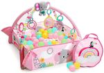 Salteluta de activitati Bright Starts 5 in 1 Gym & Ball Pit Rainbow Tropics