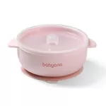 Посуда для кормления BabyOno 1662/02 Vas din silicon cu ventuza si capac (roz)