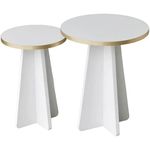 Măsuţă cafea Trendy Ciuperca 2, Aur, Alb, set