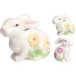 Decor Promstore 42563 Statueta Iepure cu flori, 13cm, portelan