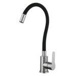 Смеситель кухонный Hydro S Aquafix 404 din inox cu pipa flexibilă, neagră (0400315)