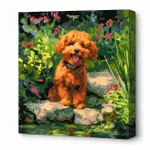 Tablou pe numere Ideyka KHO6799 40x40cm Eco, Pudel pe lac